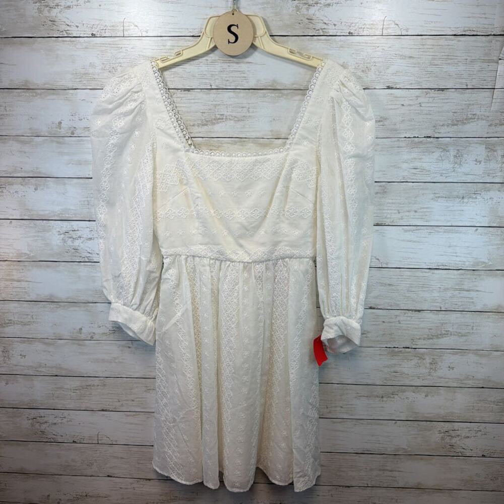 Pearl NYC Embroidered Voile Square Neck Dress